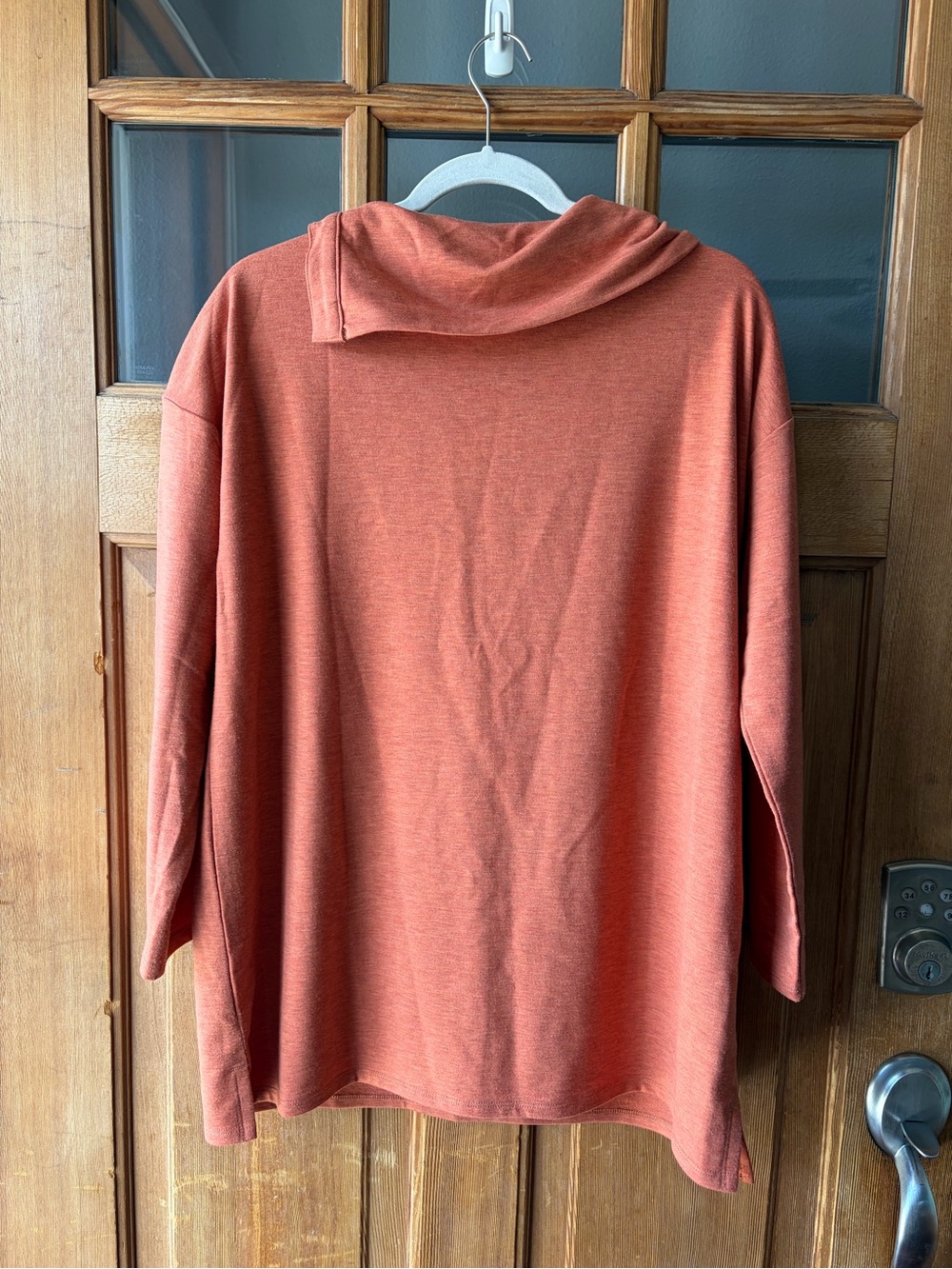 Soft Surroundings Burnt Orange Lightweight Knit Funnel Neck Top - Picture 3 of 4